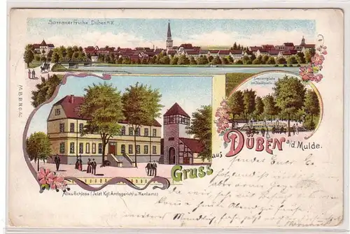 61389 Ak Lithografie Gruss aus Düben a.d. Mulde 1905