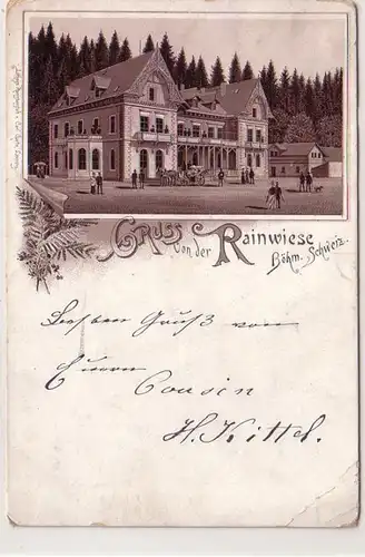 61374 Ak Lithographie Gruss de la Rainwiese Böhmie Schweiz 1896