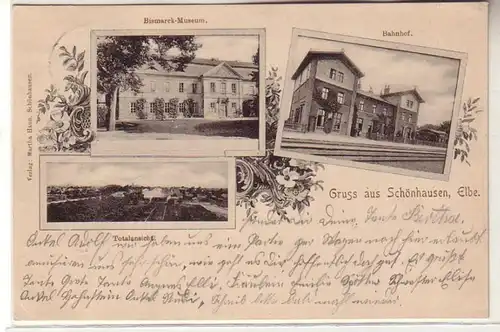 61360 Mehrbild Ak Gruß aus Schönhausen Elbe Bahnhof usw. 1901