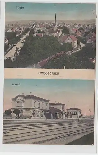 61266 Ak Grossbothen Totale und Bahnhof 1921