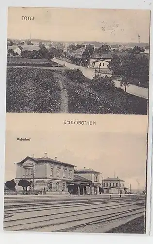 61265 Ak Grossbothen Totale et gare 1911