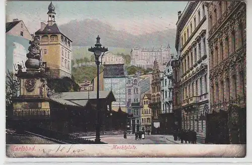 61212 Ak Karlsbad Marktplatz 1907