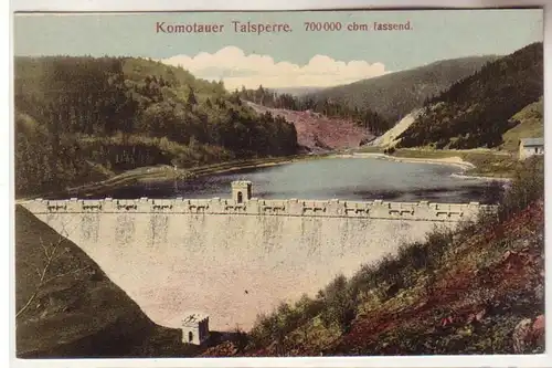 61211 Ak Komotauer Talsperre 700000 cbm fassend um 1910
