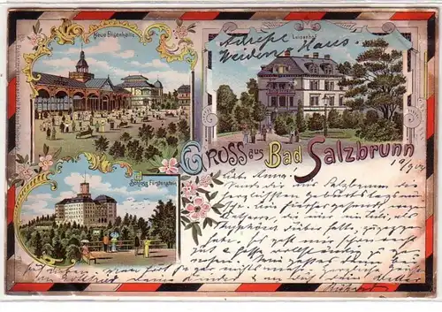 61190 Ak Lithographie Gruss de Bad Salzbrunn 1904