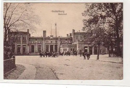 61167 Feldpost Ak Insterburg Gare avec des calèches avant 1917