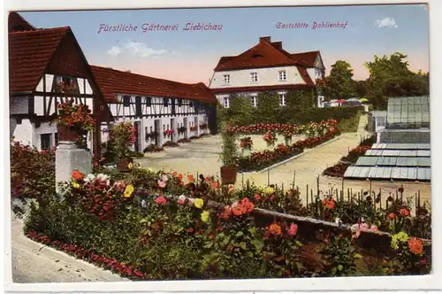 61164 Ak Jardins princes Liebichau Gastät Dahlienhof vers 1910