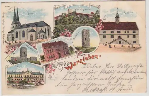 63516 Ak Lithographie Gruß aus Wanzleben 1899