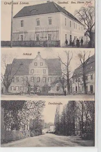 63514 Mehrbild Ak Gruß aus Lossa Gasthof Schloß Dorfstraße um 1910