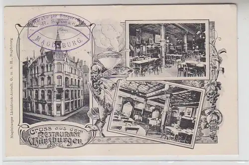 63503 Ak Gruß aus dem Restaurant Würzburger in Magdeburg 1914