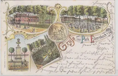 63499 Ak Lithographie Gruß aus Park Eckersbach bei Zwickau 1901