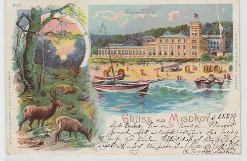 63493 Ak Lithographie Salutation de Misdroy Strandhotel 1899