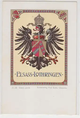 63457 Wappen Ak Lithographie Elsass Lothringen um 1900
