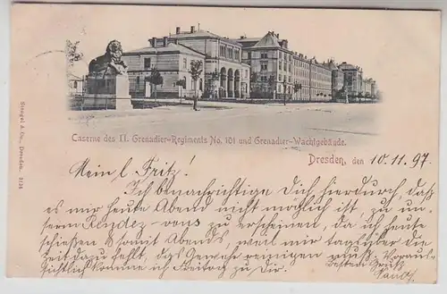 63453 Ak Dresden Caserne II. Grenadier-Regt. No. 101 Grenadier-Wachgebäude 1897