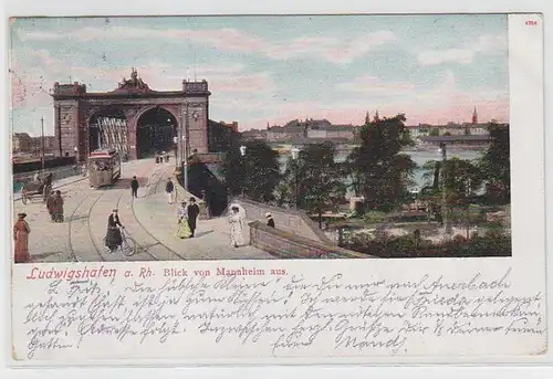 63451 Ak Ludwigshafen a. Rh. Blick von Mannheim aus 1906