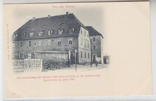 63408 Ak Leipzig alte Armenschule an der Turnerschule abgebrochen 1868