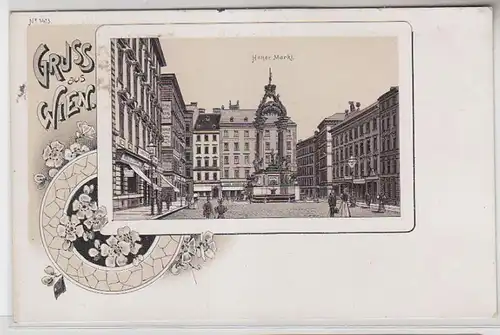 63391 Ak Lithographie Salutation de Vienne marché élevé vers 1900