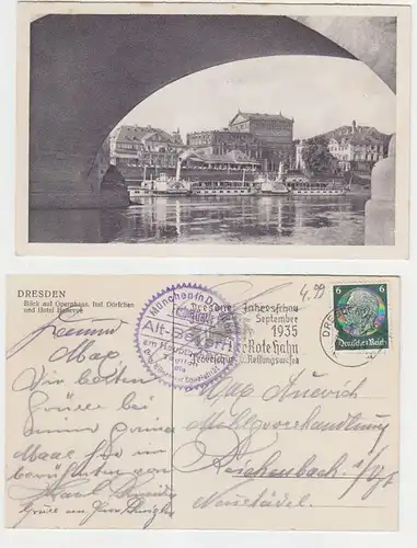 63378 Ak Dresden Blick auf Opernhaus, ital. Dörfchen und Hotel Bellevue 1935