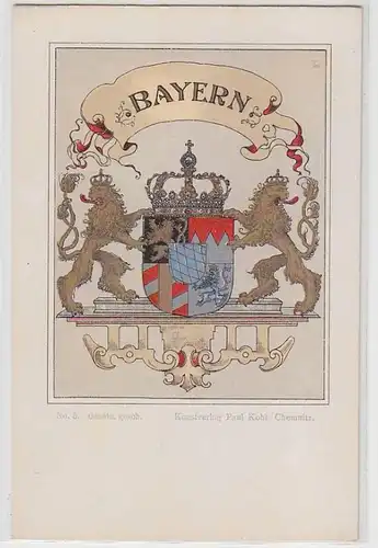 63353 Wappen Ak Lithographie Königreich Bayern um 1900