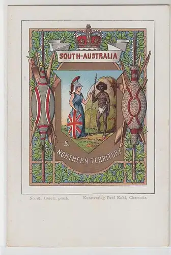 63351 Wappen Ak Lithographie South Australia & Northern Territory um 1900