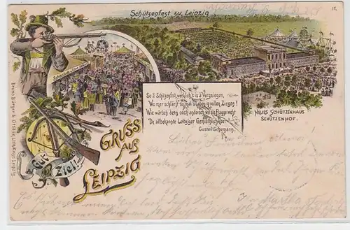 63308 Ak Lithographie Gruß aus Leipzig Schützenfest 1899