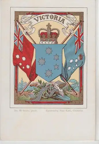 63259 Armoiries Ak Lithographie Victoria (Australie) vers 1900