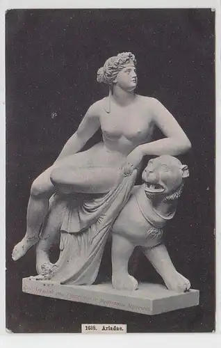 63254 Erotik Ak Frauenakt mit Raubtier, "Die Ariadne von Danecker" 1907