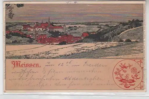 63230 Künstler Ak Meissen Totalansicht 1899