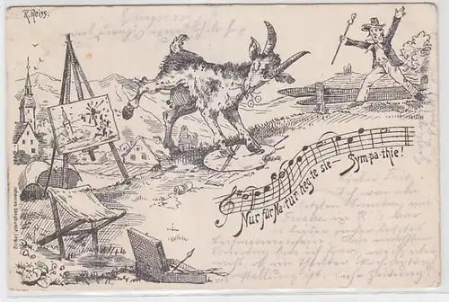 63220 Künstler Postkarte von R. Reiss "Nur für Natur hegte sie Sympathie" 1899