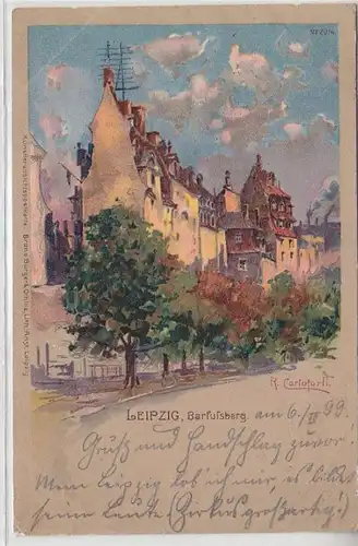63180 Ak Leipzig Barfußberg Künstlerpostkarte Bruno Bürger & Ottilie 1899