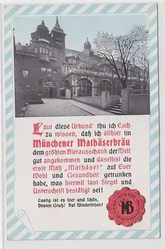 63168 Ak München Mathäser Bräu Gasthaus um 1920