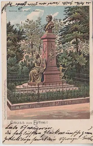 63156 Ak Salutation de Eutin Monument Carl Maria von Weber 1903