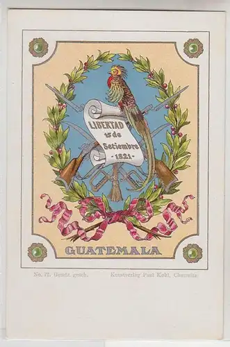 63138 Wappen Ak Lithographie Guatemala um 1900