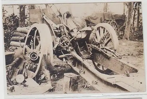 63103 Photo Ak canon détruit dans la 1ère guerre mondiale