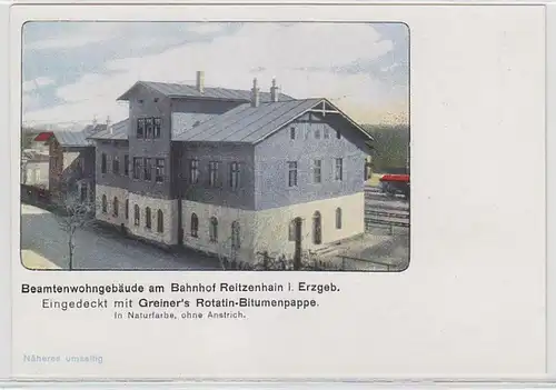 63099 Reklame Ak Beamtenwohngbäude am Bahnhof Reitzenhain um 1920