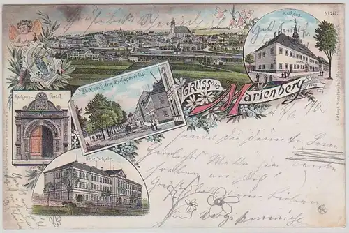 63098 Ak Lithographie Gruß aus Marienberg im Erzgebirge 1900