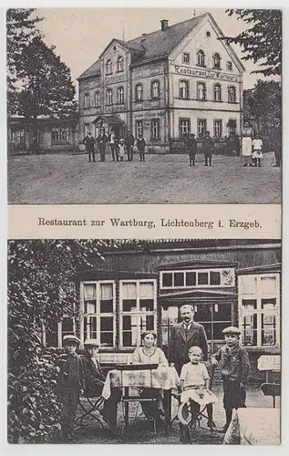 63088 Mehrbild Ak Lichtenberg im Erzgebirge Restaurant zur Wartburg 1920