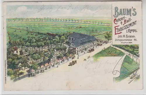 63086 Ak Lithographie Chemnitz Baum's Concert- & Ball Etablissement 1907