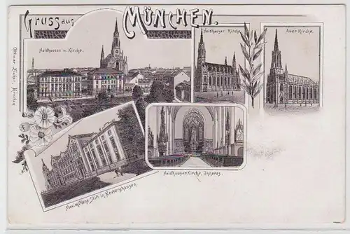63082 Ak Lithographie Gruss de Munich vers 1900