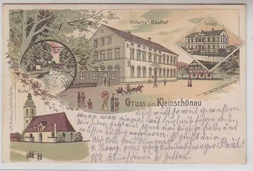 63080 Ak Lithographie Gruß aus Kleinschönau in Sachsen 1913