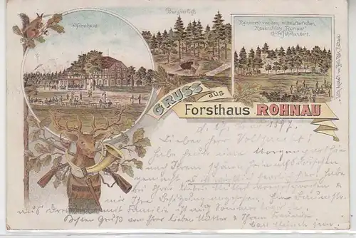 63056 Ak Lithographie Gruß aus Forsthaus Rohnau Trzciniec (Bogatynia) 1897