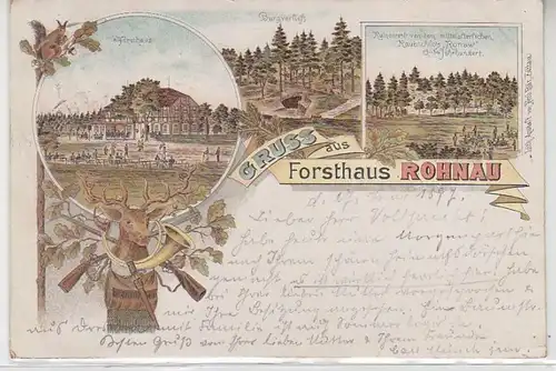63056 Ak Lithographie Salutation de la Maison Forest Rohnau Trzciniec (Bogatynia) 1897