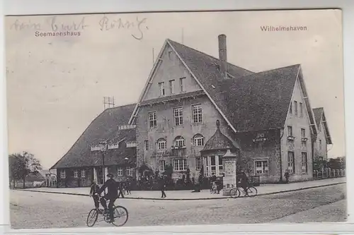 63034 AK Wilhelmshaven Seemannshaus avec cyclistes et colonne de lit 1910