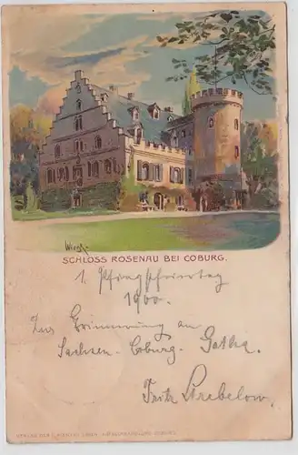 62990 Ak Lithographie Schloss Rosenau bei Coburg 1900