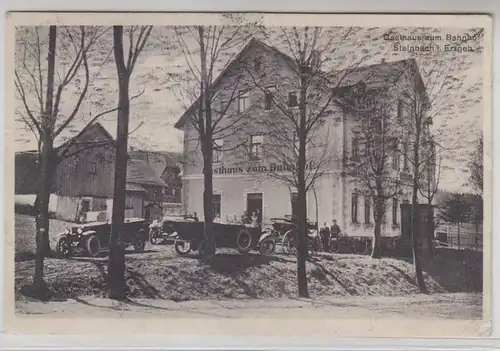 62956 AK Steinbach im Erzgebirge Gasthaus am Bohnhof mit Autos davor 1925