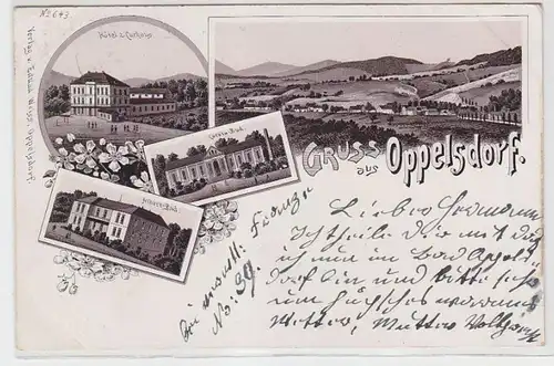 62941 Ak Lithographie Gruss aus Oppelsdorf Hotel usw. 1897