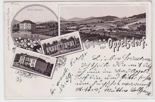 62941 Ak Lithographie Gruss de Opelsdorf Hotel etc 1897