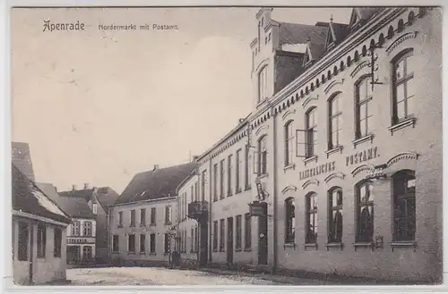 62940 Ak Apenrade Aabenraa ou Åbenrå Nordermarkt avec bureau de poste 1909