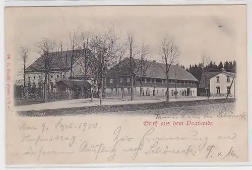 62905 Ak Gruß aus dem Vogtlande Tannenhaus bei Schöneck 1900