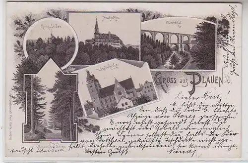 62894 Ak Lithografie Gruss aus Plauen Hradschin usw. 1899