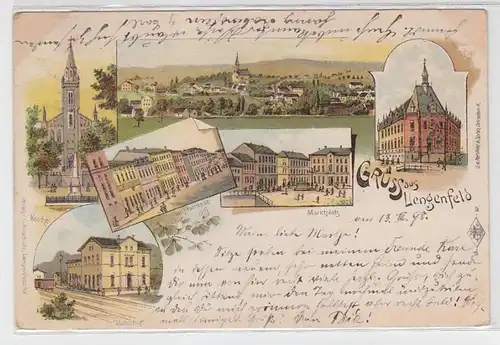 62891 Ak Lithografie Gruss aus Lengenfeld Bahnhof usw. 1898